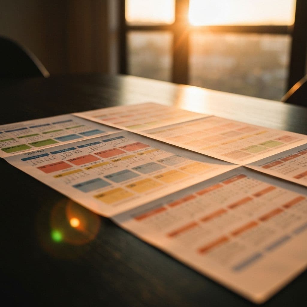 Calendar planning with golden hour lighting